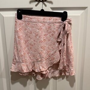 Floral Wrap Skort with Ruffle Hem